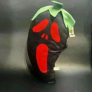 12" Scream Ghost Face Chili Pepper Black Red Stuffed Hot Ghost Pepper Plush Doll
